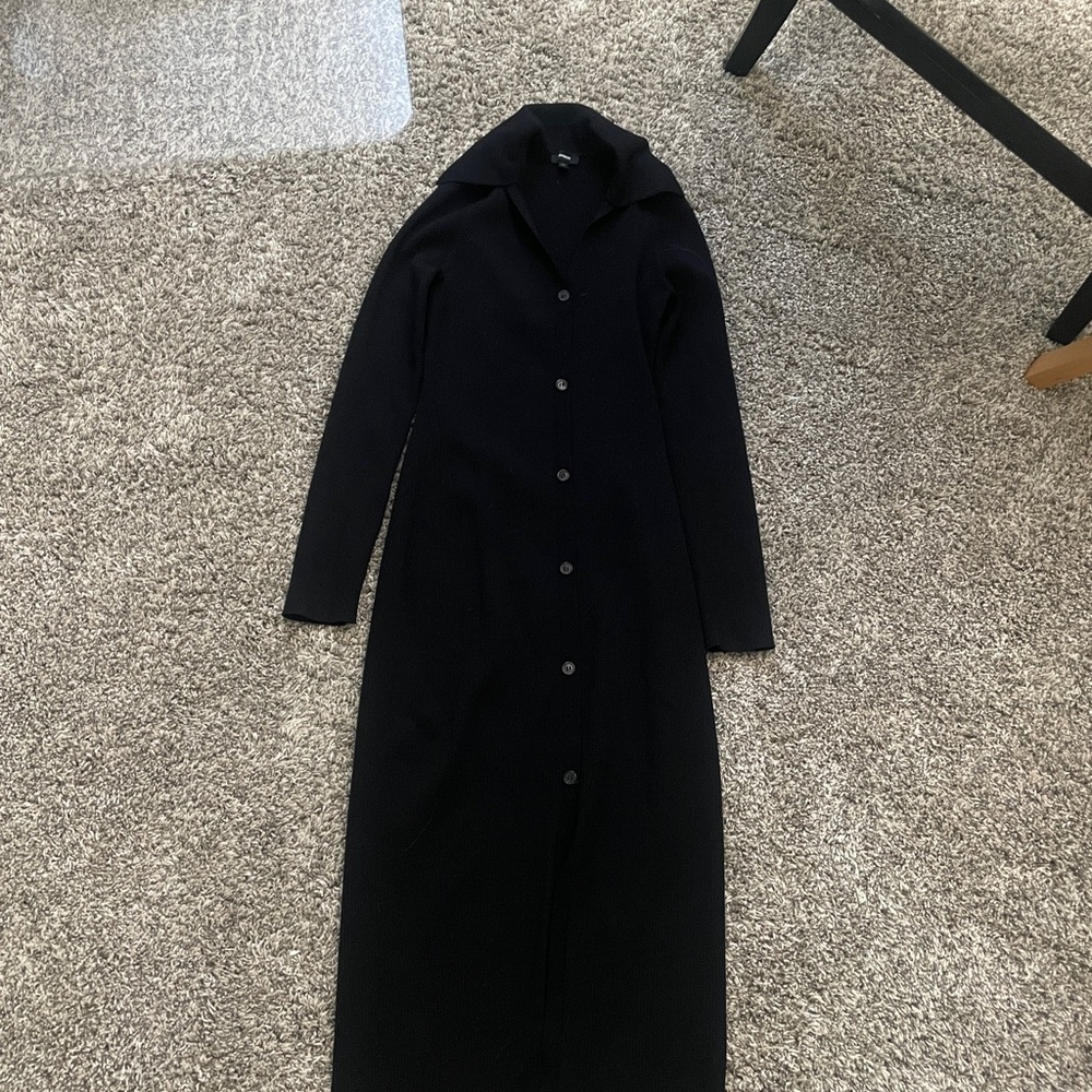 Express Black Long Sleeve Button-Up Dress